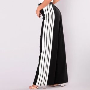 Fashion Nova Wayne Stripe Pants- Black/White
